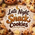 Sweet and salty cookies surrounding a centered Late Night Snack Cookies title design