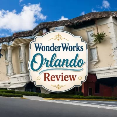WonderWorks Orlando building with a centered title graphic that reads WonderWorks Orlando Review.