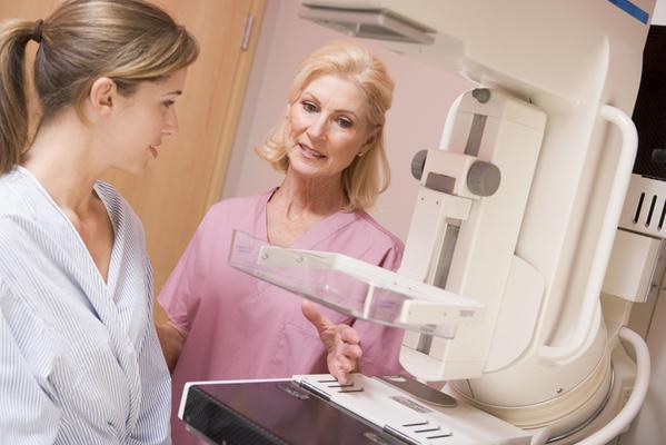Nurse With Patient About To Have A Mammogram
