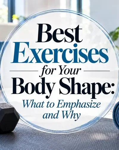 Fitness-themed featured graphic for an article about choosing exercises based on body shape and goals
