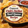 Copycat Chili’s Skillet Beef Queso recipe with tortilla chips