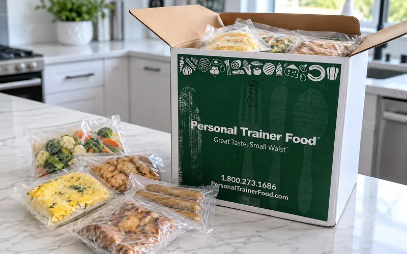 Personal Trainer Food delivery box being unpacked in a kitchen