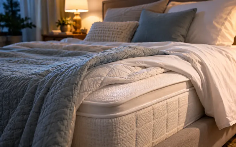 Breathable bedding and mattress layers designed for cooler, more comfortable sleep