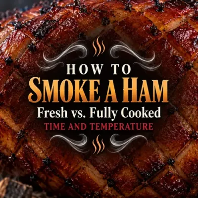 Glazed smoked ham with the words How to Smoke a Ham Fresh vs. Fully Cooked