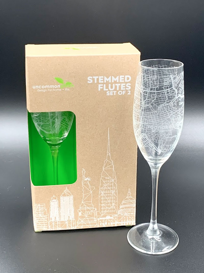 Topography Maps Stemmed Champagne Flute Pair - Well Told
