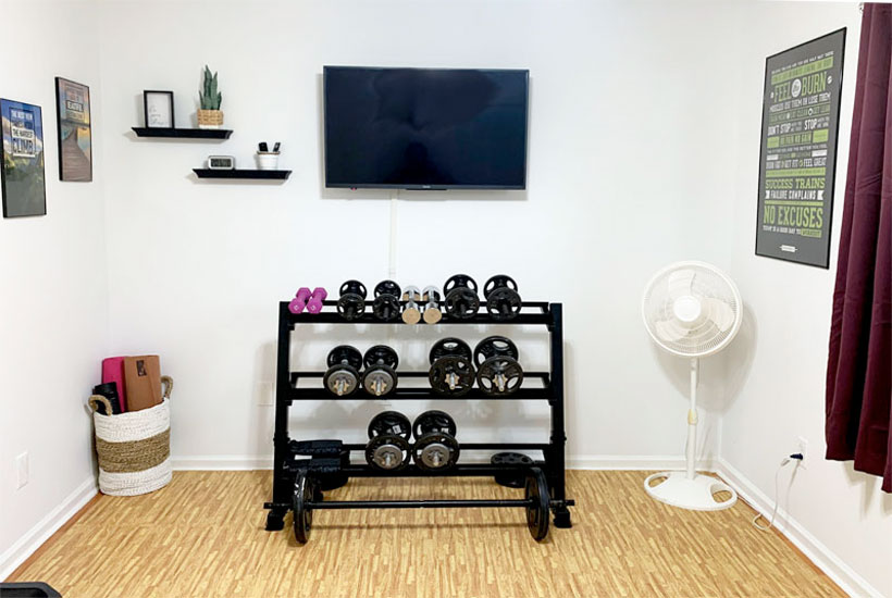 Home gym in online bedroom