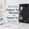RENPHO Smart Tape Measure and Smart Scale Review featuring both products with decorative title text.