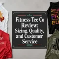 Fitness Tee Co shirts surrounding the title Fitness Tee Co Review: Sizing, Quality, and Customer Service