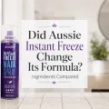 Two Aussie Instant Freeze bottles beside the title Did Aussie Instant Freeze Change Its Formula? Ingredients Compared.
