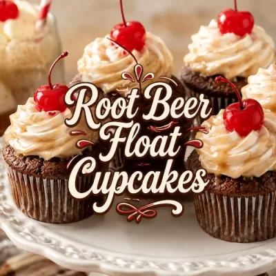Root Beer Float Cupcakes with Root Beer Frosting