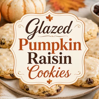 Glazed Pumpkin Raisin Cookies with Pumpkin Pie Icing