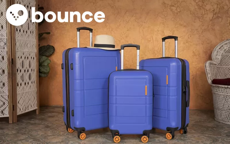 Bounce luggage storage image with blue suitcases for South Korea travel