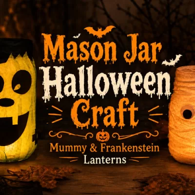 Mason Jar Halloween Craft: Mummy and Frankenstein Lanterns