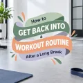 Home fitness equipment with motivational article title about restarting a workout routine.