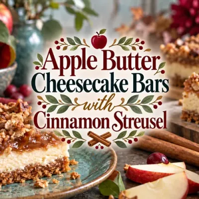 Apple Butter Cheesecake Bars with Cinnamon Streusel