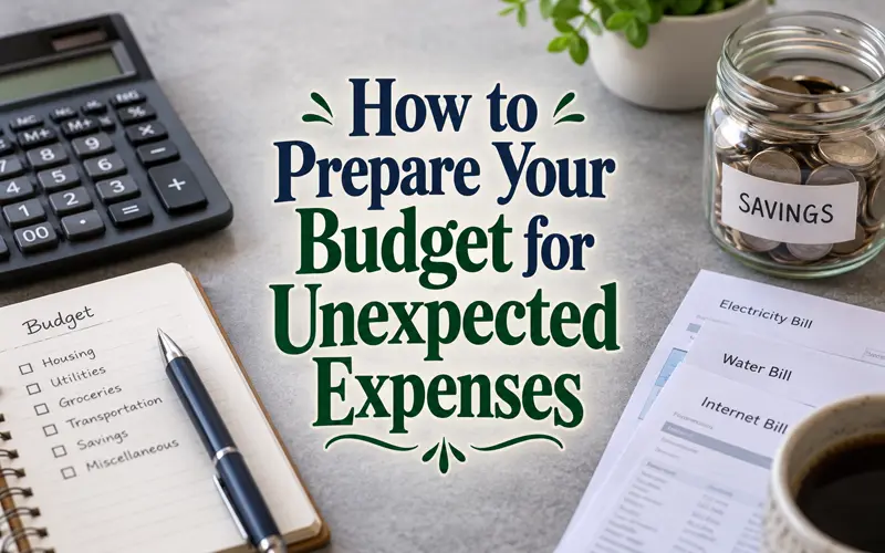 Budgeting supplies with the title How to Prepare Your Budget for Unexpected Expenses