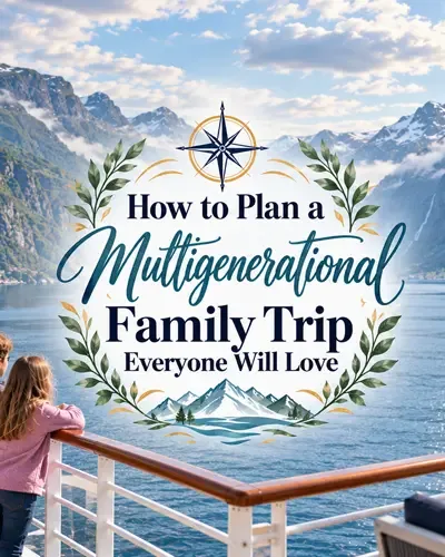 Family overlooking a Norwegian fjord during a multigenerational cruise
