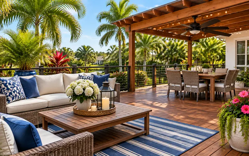 Beautiful outdoor deck designed for Florida warm-weather living