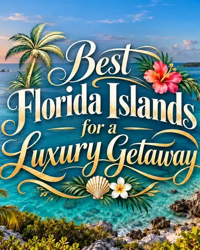 Scenic Florida island coastline with turquoise water and tropical greenery